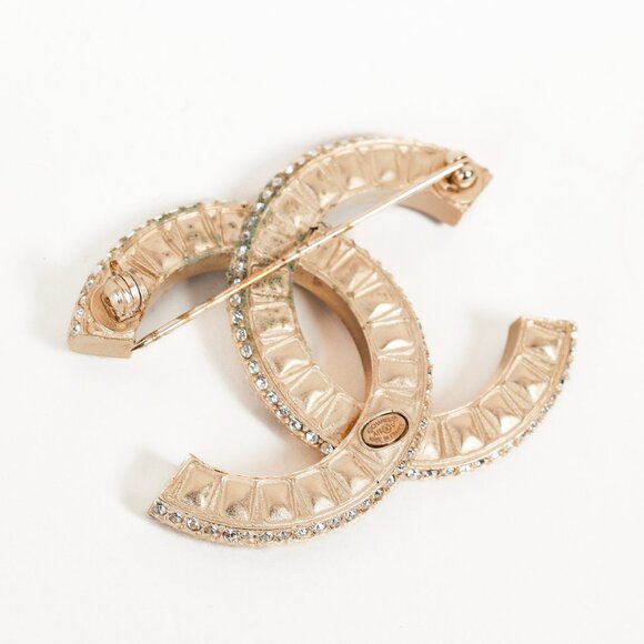 Chanel Baguette Cut Rhinestone CC Logo Brooch - Picture 3 of 5